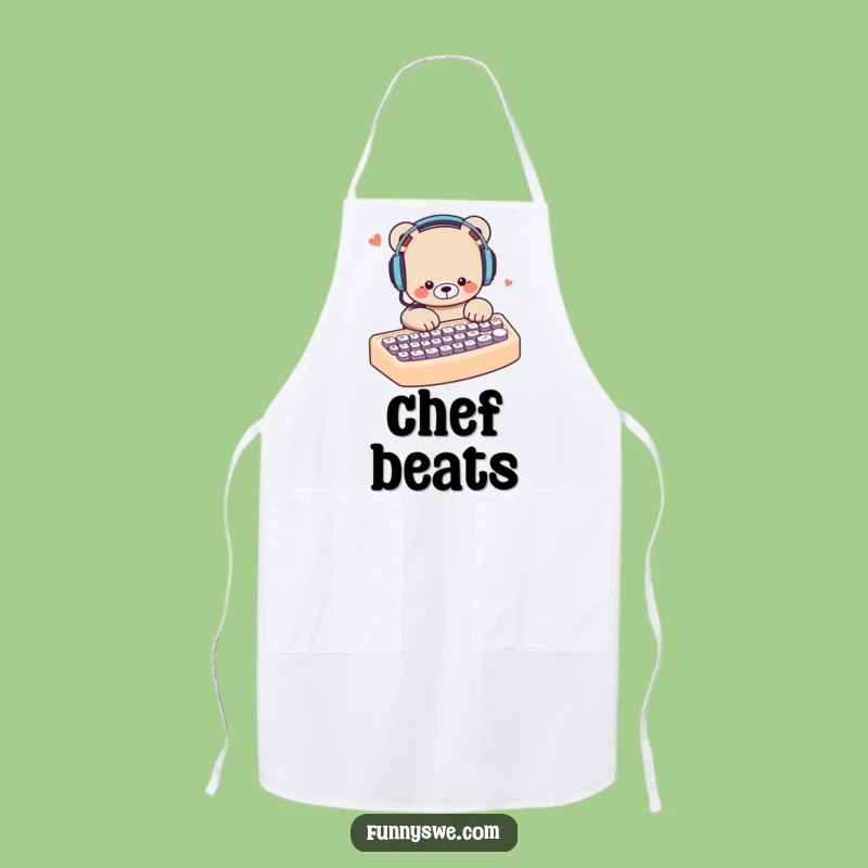 Funny Bear Typing Apron: Humorous Kitchen Wear for Foodie Gamers