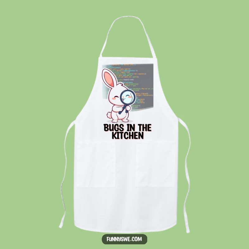 Funny Debugging Rabbit Apron: Cheerful Coder Kitchen Fun