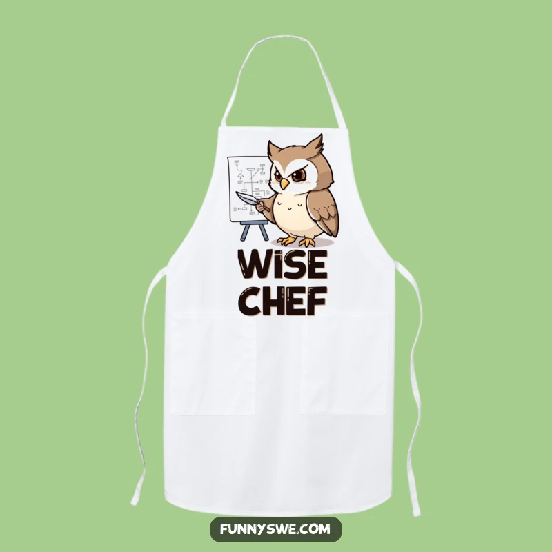 Funny Determined Owl Flowchart Apron: Smart Planner Kitchen Fun