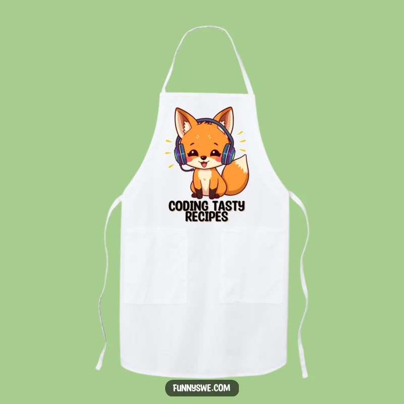Funny Fox Coder Apron: Kitchen Coding Zone - Hilarious Tech Gift!