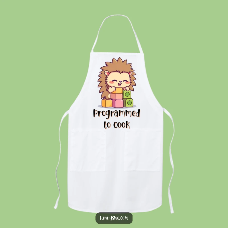 Funny Hedgehog Coder Apron: Cook with Concentrated Tech Humor