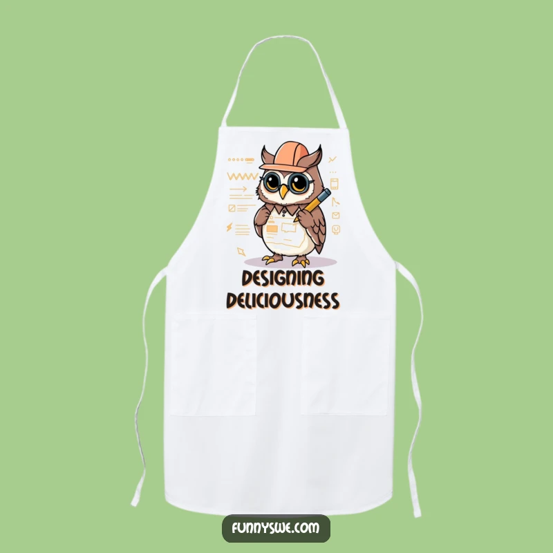 Funny Kawaii Owl Architect Apron: Creative Kitchen Wear for Designers