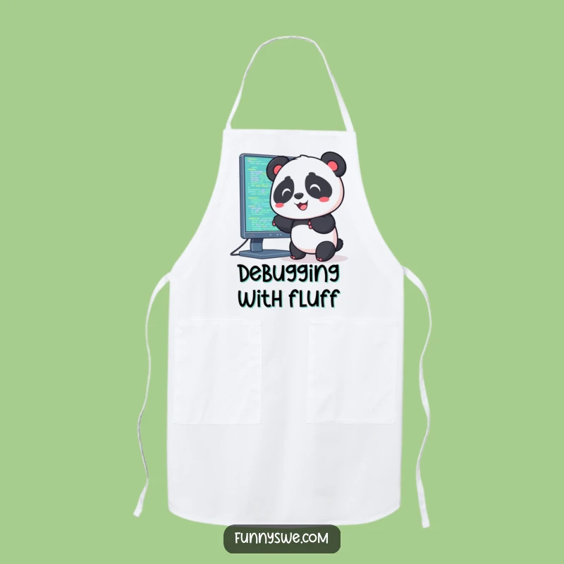 Funny Kawaii Panda Coding Apron: Playful Kitchen Wear for Tech Chefs