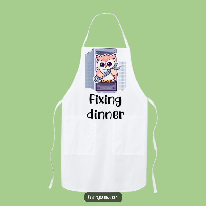 Funny Owl Tech Apron: Humorous Kitchen Wear for Geeky Chefs