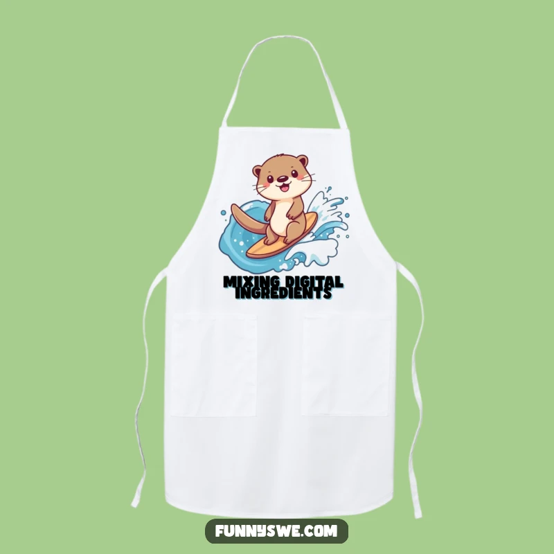 Funny Otter Data Surfer Apron: Cook & Surf, Tech Style, Kitchen Gift