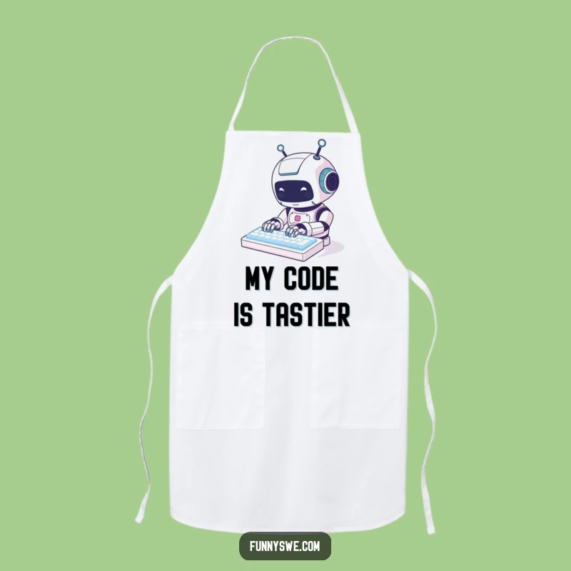 Funny Kawaii Robot Typing Apron - Cook Up Some Laughs in the Kitchen!