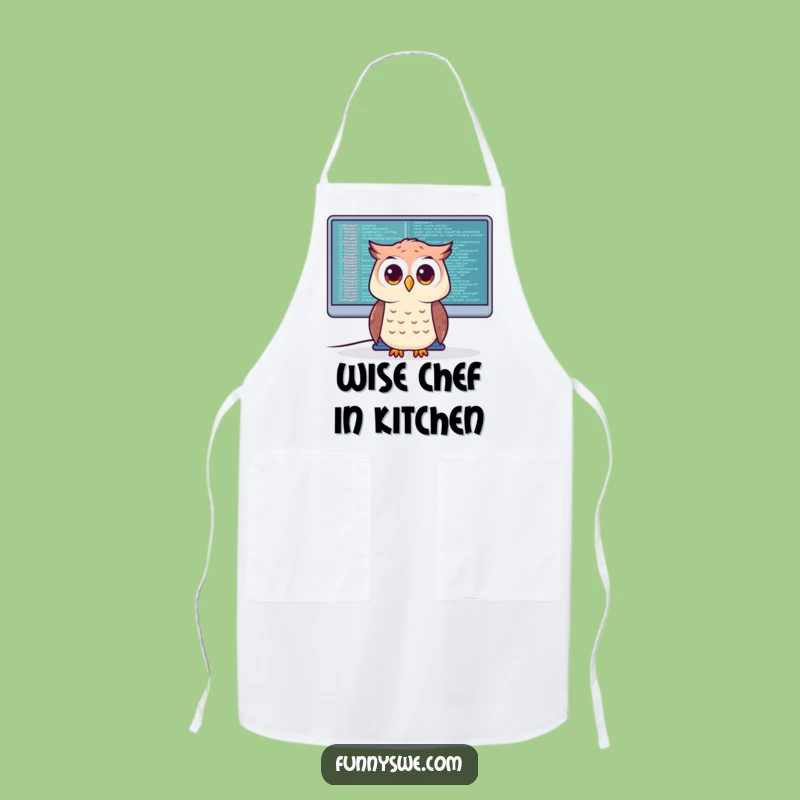 Funny Owl Coder Apron: Cook with Wisdom and Night-Time Focus!
