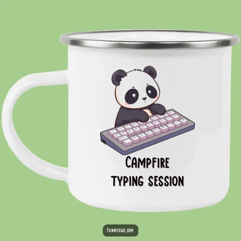 Funny Panda Typist Camping Mug: Campfire Coding Fuel - Hilarious Tech Gift!