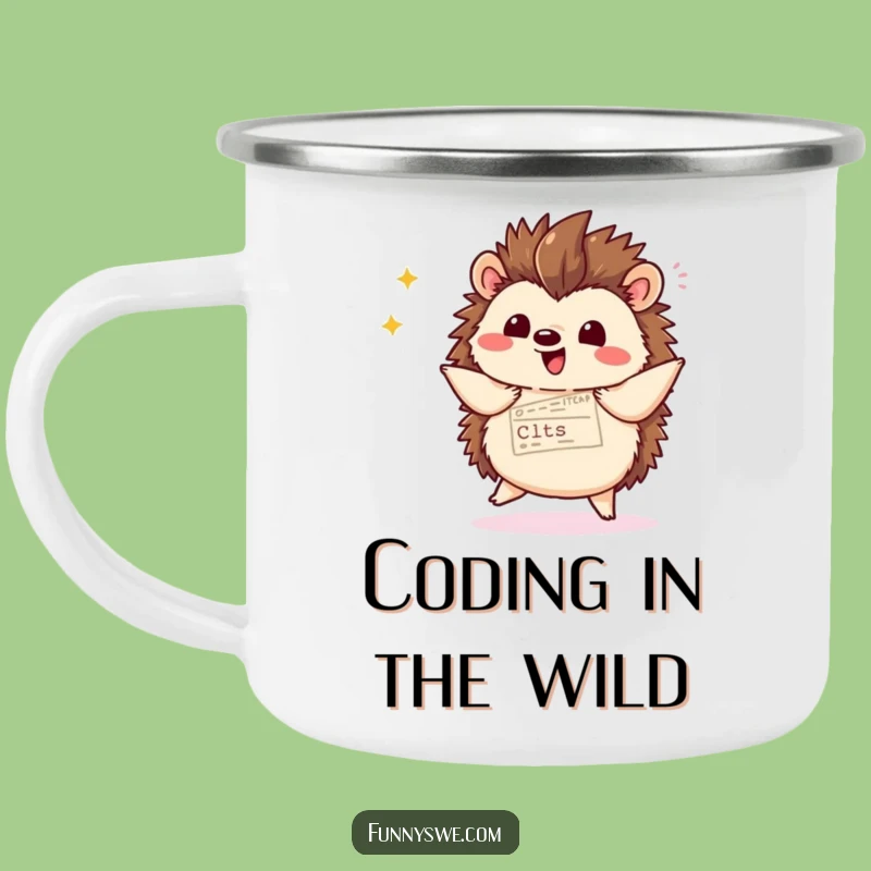 Funny Kawaii Hedgehog Enamel Mug - Durable & Witty Outdoor Code Gear