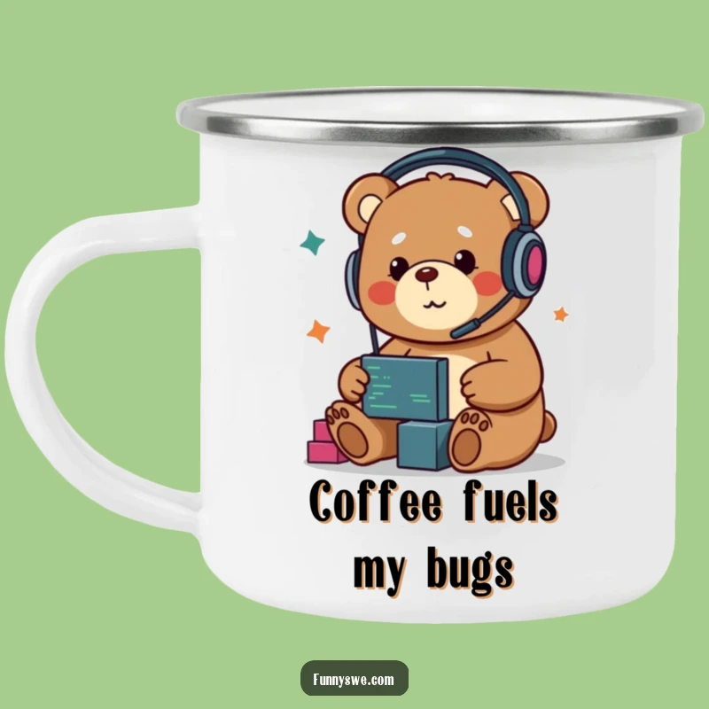 Funny Kawaii Bear Developer Camping Mug: Code & Camp Adventures!