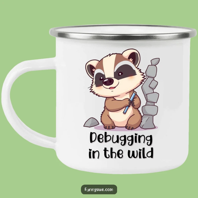 Funny Badger Code Fixer Camping Mug: Grit for the Trail