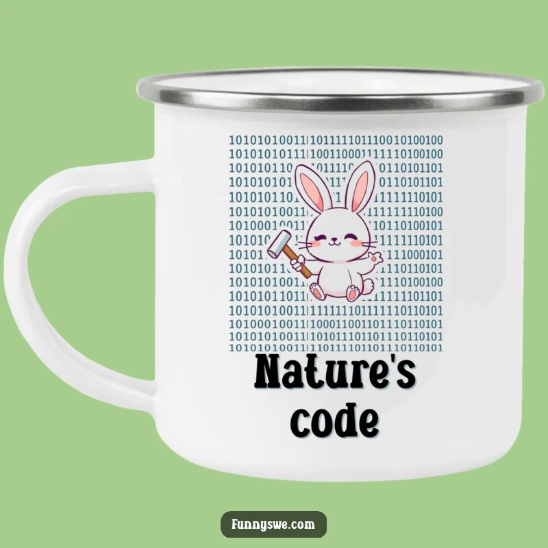 Funny Bunny Binary Code Camping Mug - Debug Your Day Gift