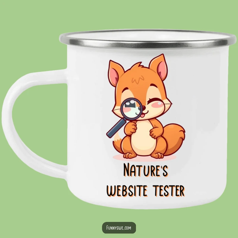 Funny Kawaii Squirrel Enamel Mug - Durable & Witty Outdoor Gear