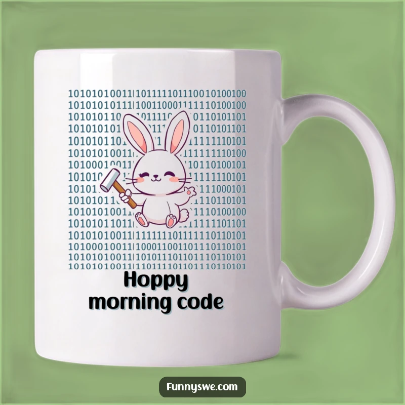 Funny Bunny Binary Code Mug - Geeky Programmer Gift Idea