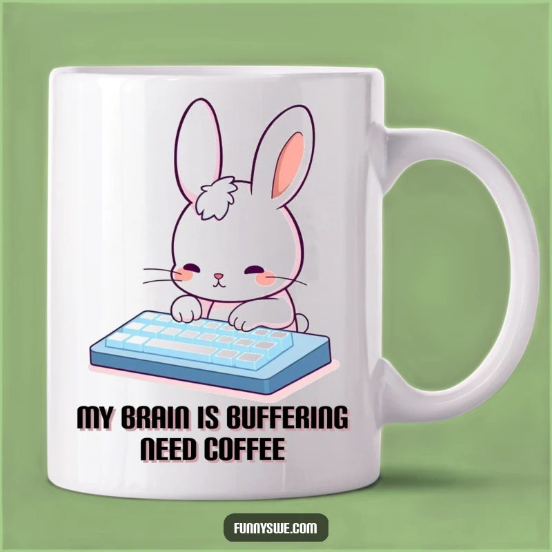 Funny Rabbit Coder Mug: Adorable Typing Rabbit Makes a Hilarious Gift for Programmers