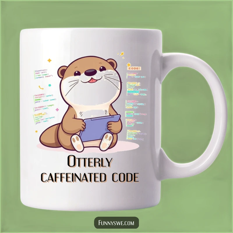 Kawaii Otter Coder Funny Mug - Enthusiastic Tech Gift!