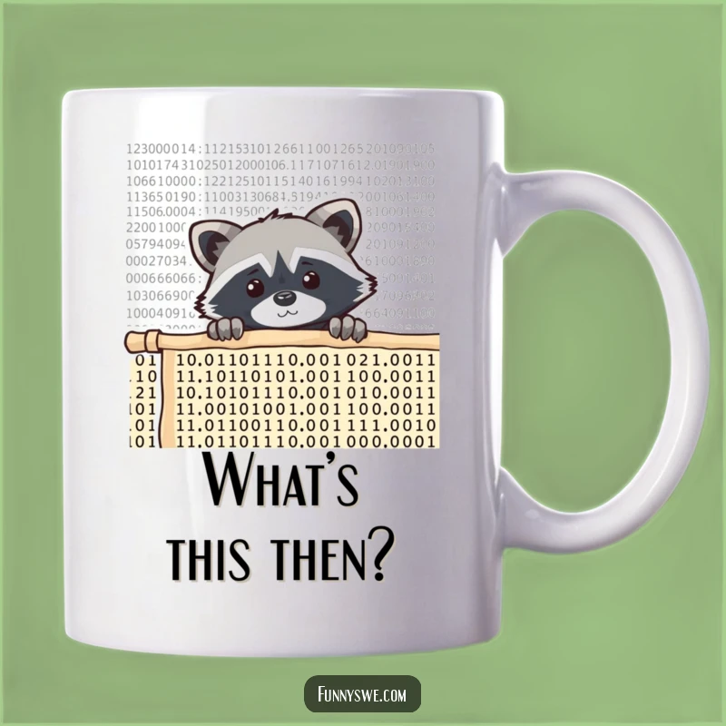 Funny Raccoon Coder Mug - Curious Tech Explorer Gift