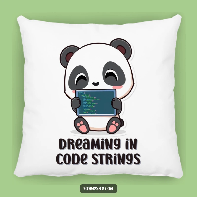 Funny Panda Coder Pillow: Snuggle Up with Code and Comfort