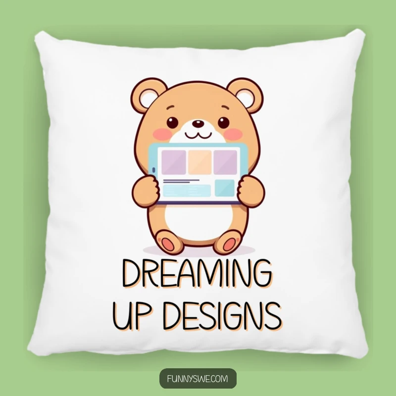 Funny Bear Web Designer Pillow: Comfy and Hilarious Home Decor