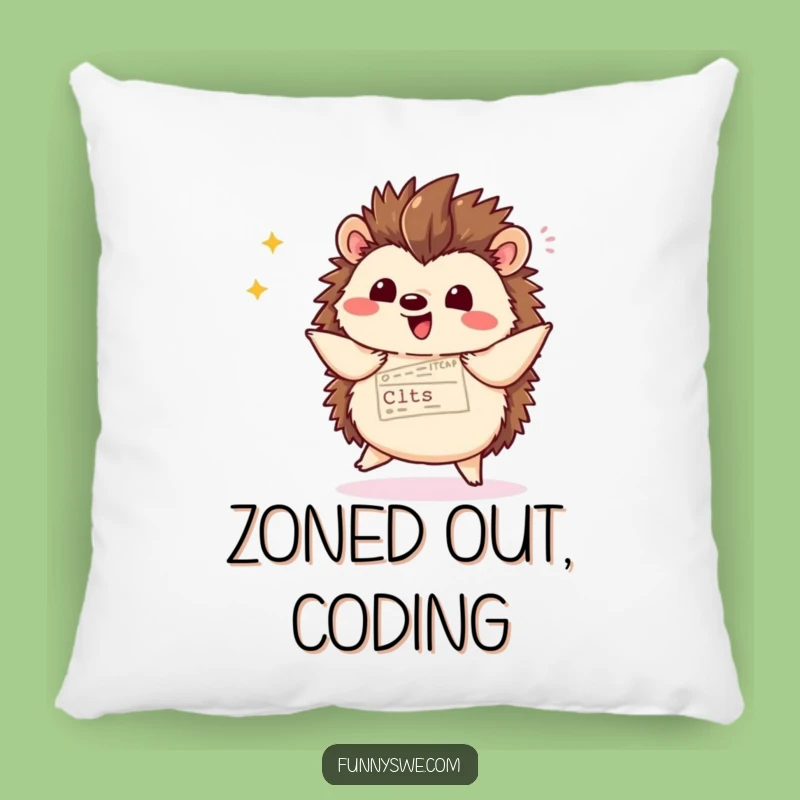 Funny Kawaii Hedgehog Pillow - Soft & Witty Coding Comfort