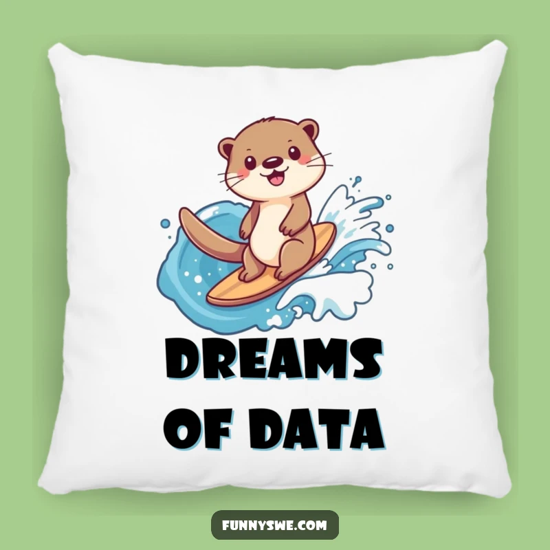 Funny Otter Data Surfer Pillow: Cozy Ride, Tech Comfort, Accent Gift