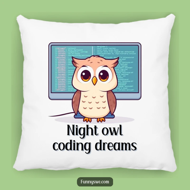 Funny Owl Coder Pillow: Snuggle Up with Wisdom and Debugging Comfort!