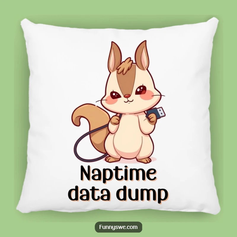 Funny Squirrel USB Pillow: Kawaii Tech Humor, Comfy Accent for Geeky Spaces