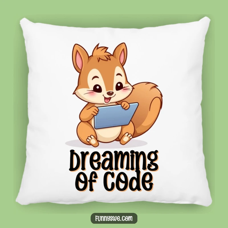 Funny Squirrel Web Designer Pillow: Snuggle Up with Techy Charm and Comfort!