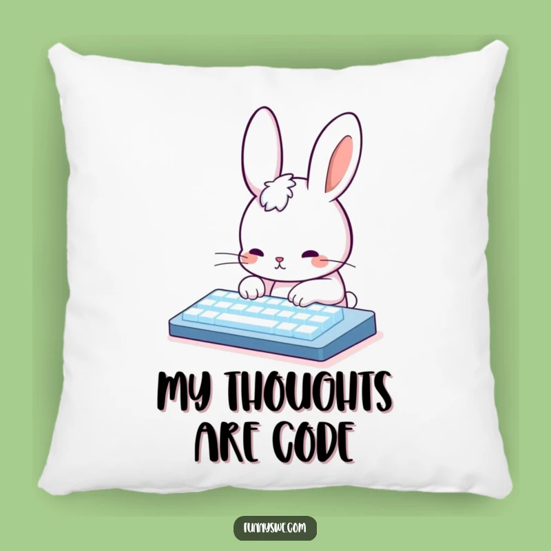 Funny Rabbit Coder Pillow: Snuggle Up with This Cute Typing Rabbit