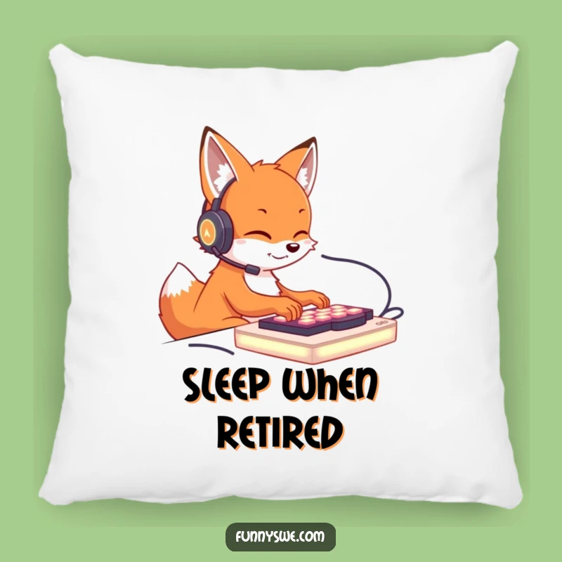 Funny Fox Gamer Pillow: Cute Fox Typing on Keyboard Comfort