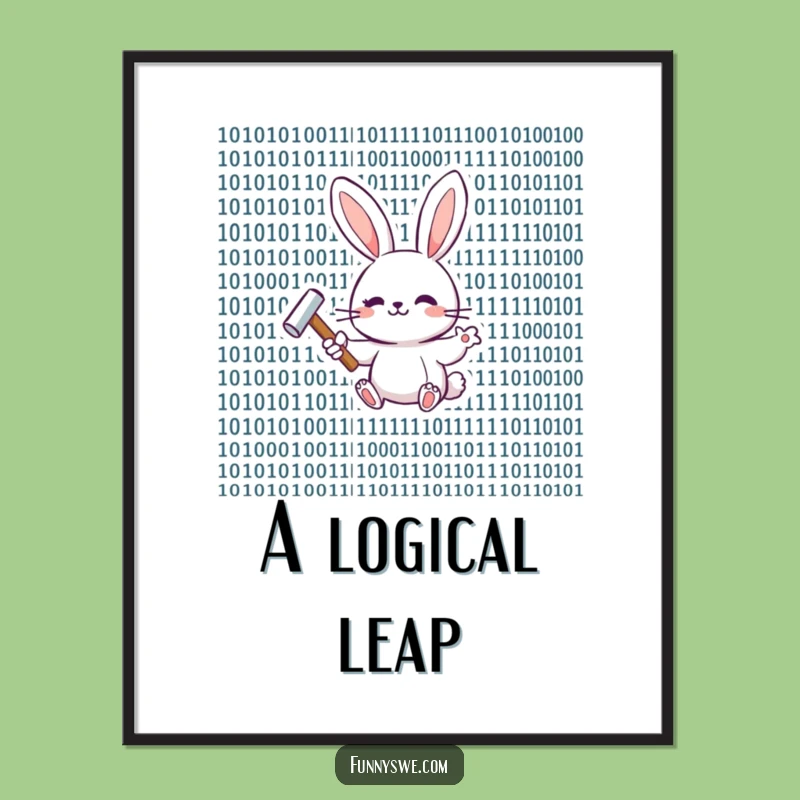 Funny Bunny Binary Code Digital Art - Instant Geeky Decor