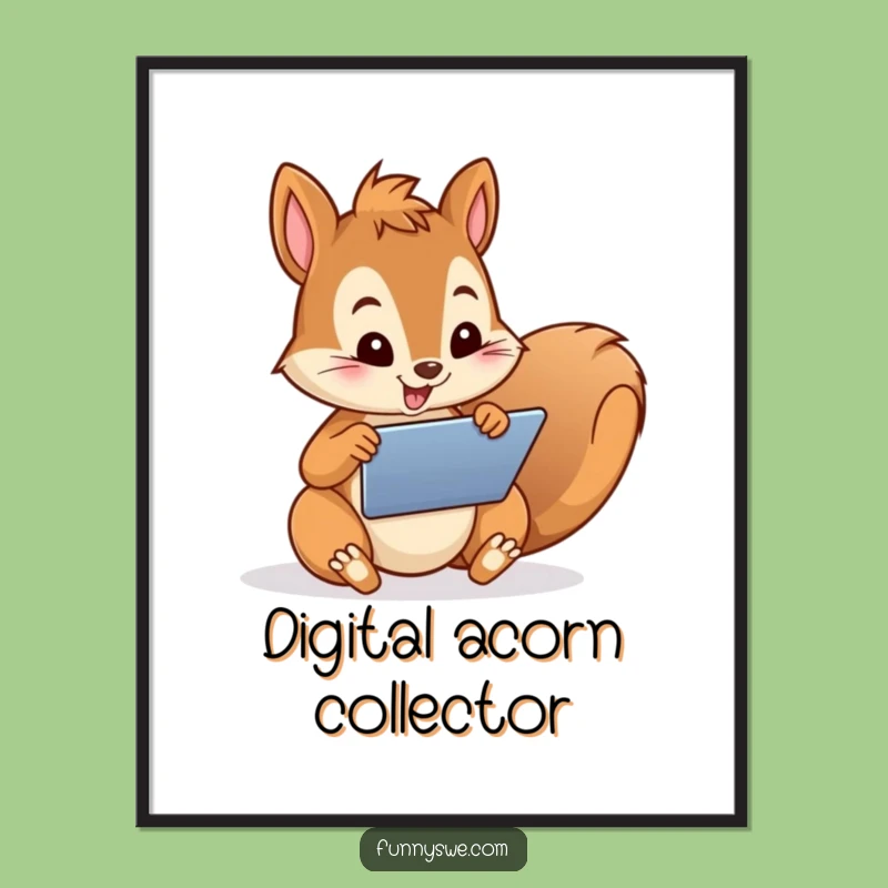 Funny Squirrel Web Designer Digital Art Print: Instant Creative Energy for Your Space!