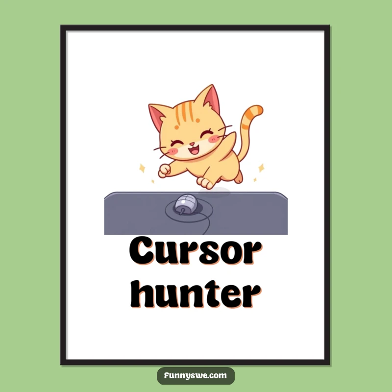 Funny Cat Cursor Digital Print: Instant Humorous Wall Art