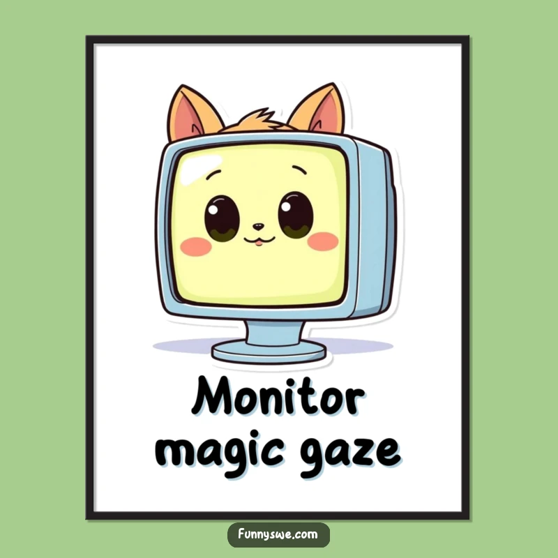 Funny Curious Animal Monitor Digital Art - Instant Intriguing Decor