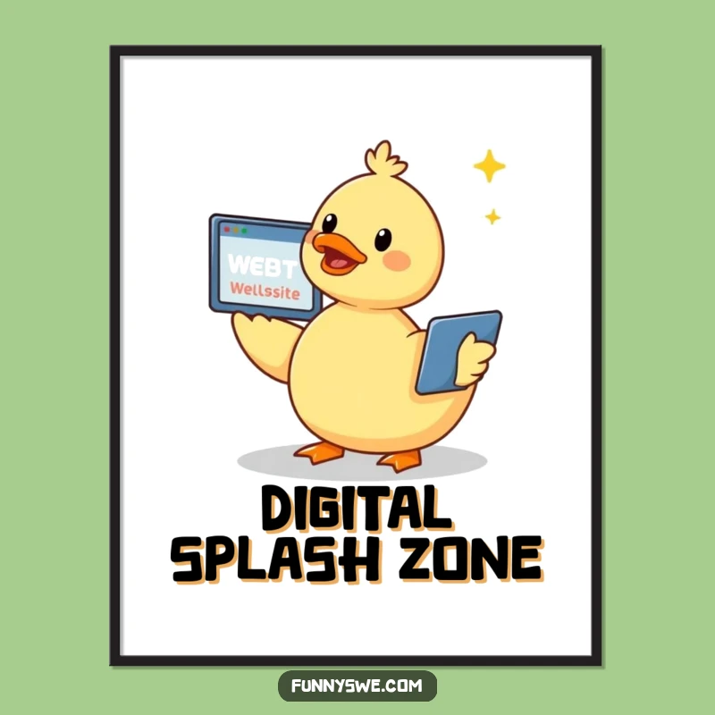 Funny Kawaii Duck Digital Art - Instant Cheerful Website Creator Download