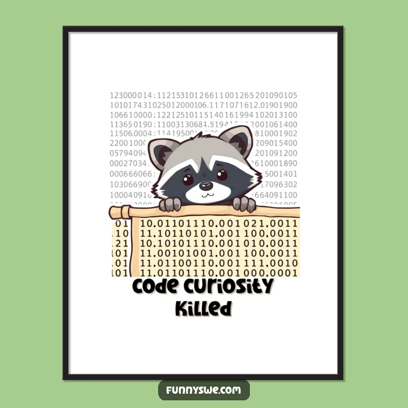 Funny Raccoon Coder Digital Art - Curious Peek Wall Decor