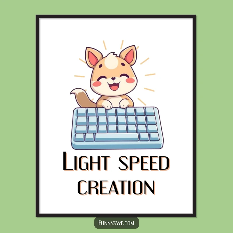 Funny Radiant Keyboard Animal Digital Art - Instant Uplifting Decor