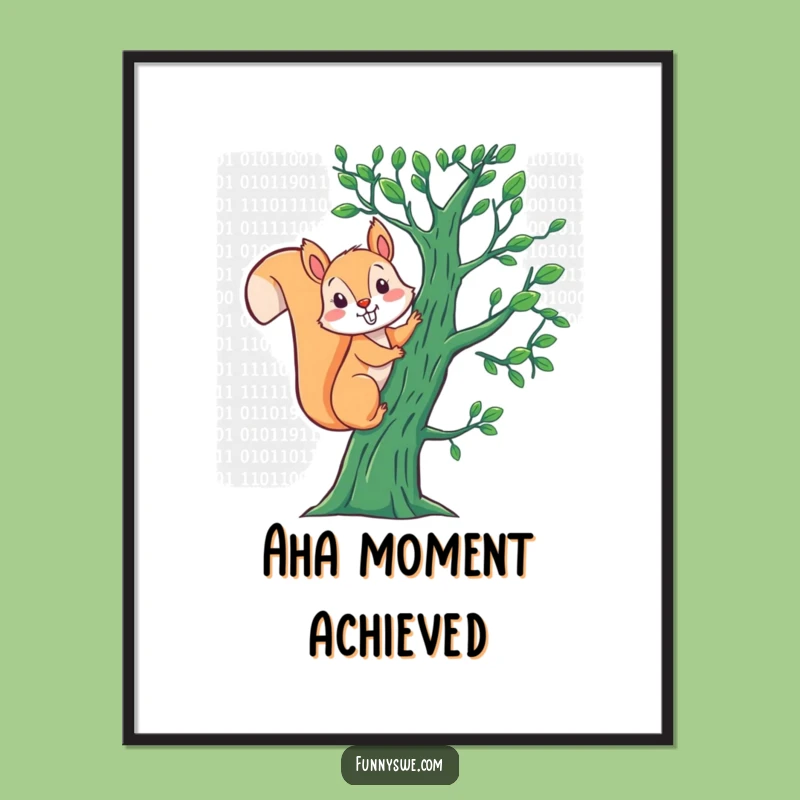 Funny Squirrel Binary Digital Print: Energetic Art for Coders