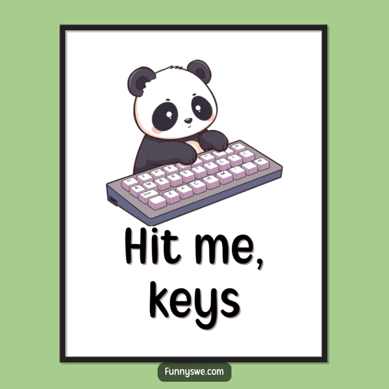 Funny Panda Typist Digital Art: Giant Keyboard Fun Print - Hilarious Tech Gift!
