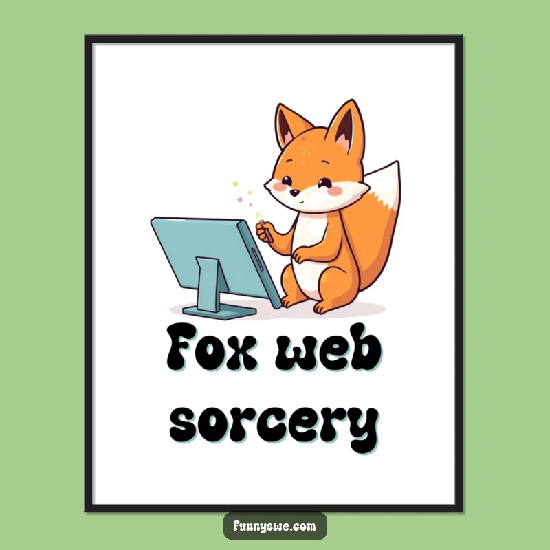Kawaii Fox Web Designer Funny Digital Art - Instant Magical Decor!