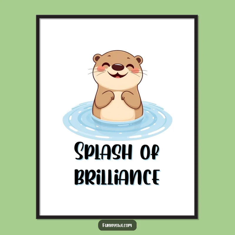 Funny Otter Web Design Digital Art: Hilarious Aquatic Print