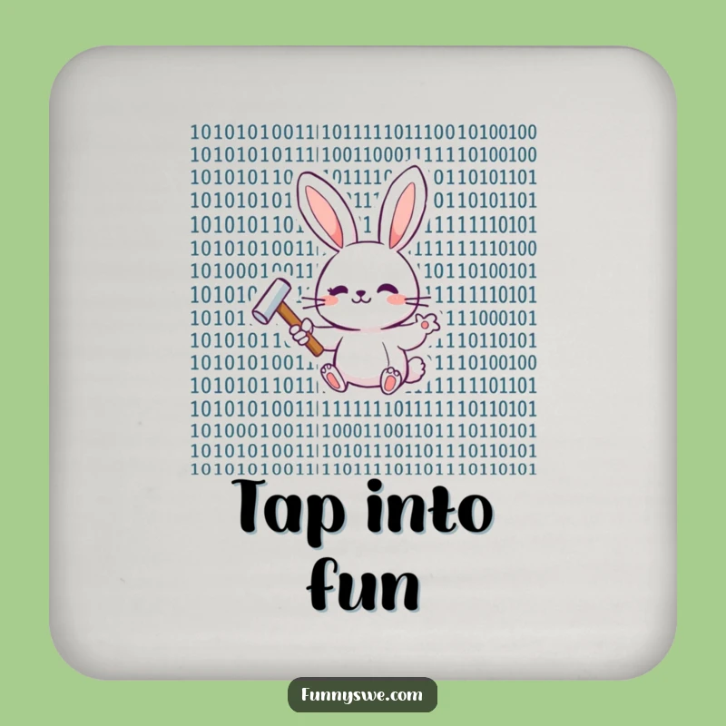 Funny Bunny Binary Code Coaster - Protect Surfaces with Logic