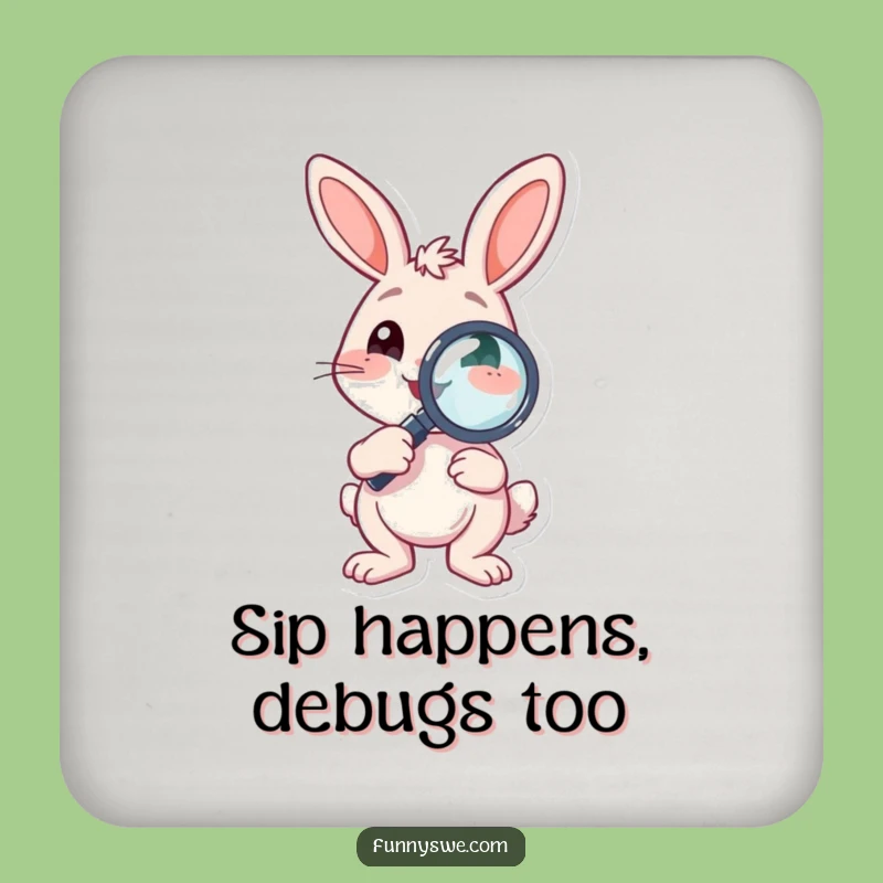 Funny Bunny Debugger Drink Coaster: Protect Surfaces with Persistent Artistry!