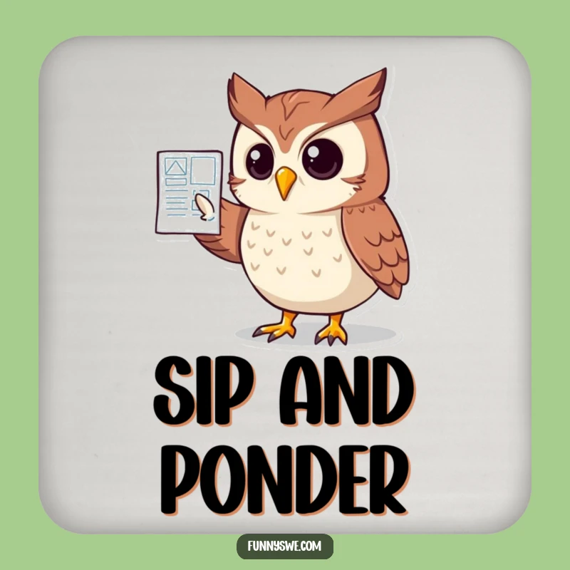 Funny Owl Website Blueprint Coaster: Protect Surfaces with Wisdom