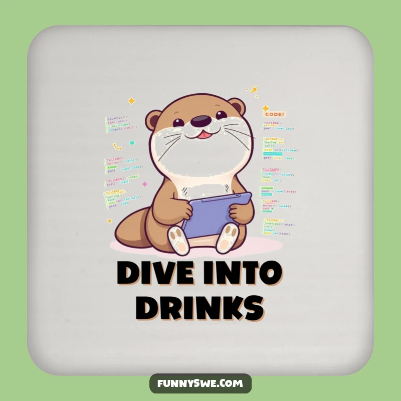 Kawaii Otter Coder Coaster Set - Enthusiastic Protection!