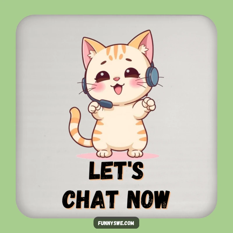 Funny Cat Gamer Coasters: Protect Surfaces with Feline Focus, Set of Funny Gifts