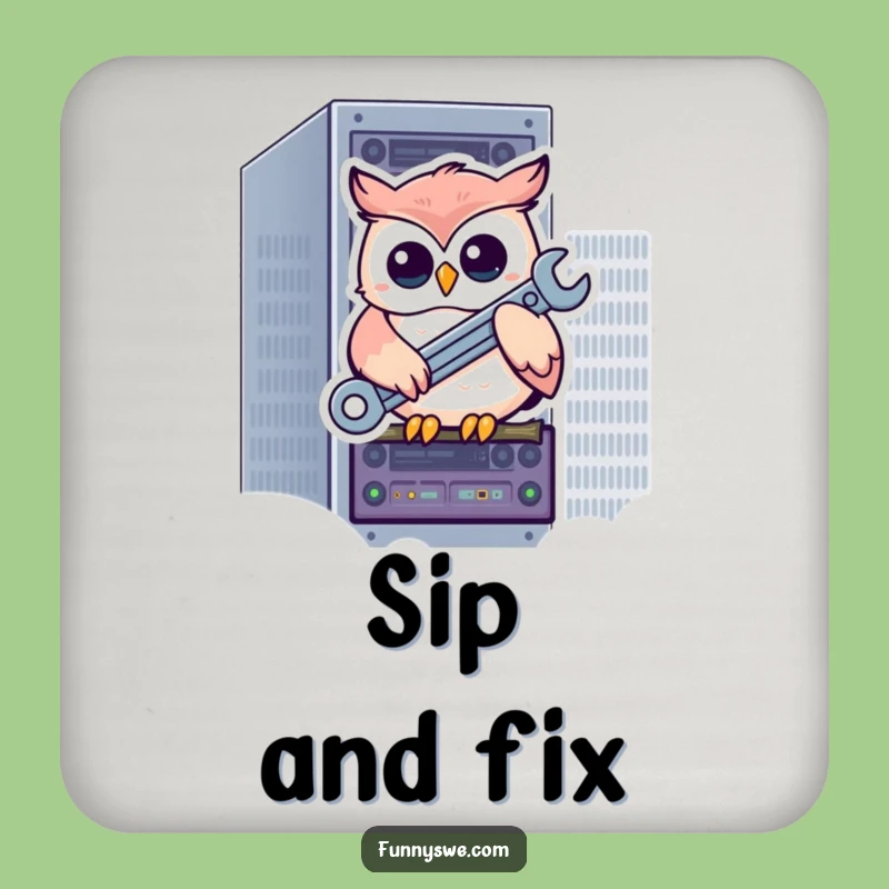 Funny Owl Tech Coaster: Humorous Protection for Your Surfaces