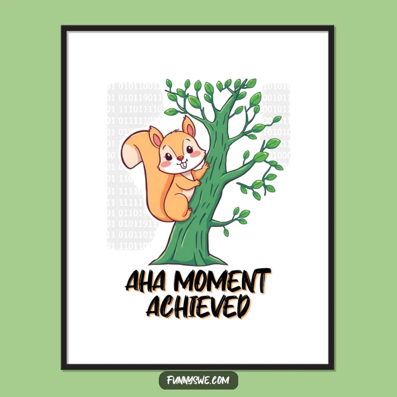 Funny Squirrel Binary Poster: Energetic Wall Art for Coders