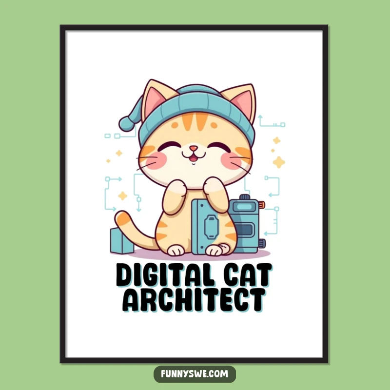 Funny Cat Coder Poster - Giggling Programmer Art Print