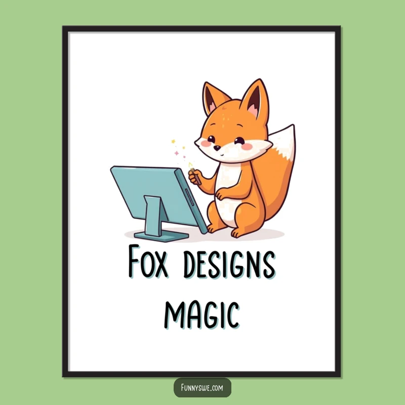 Kawaii Fox Web Designer Funny Poster - Magical Wall Art!